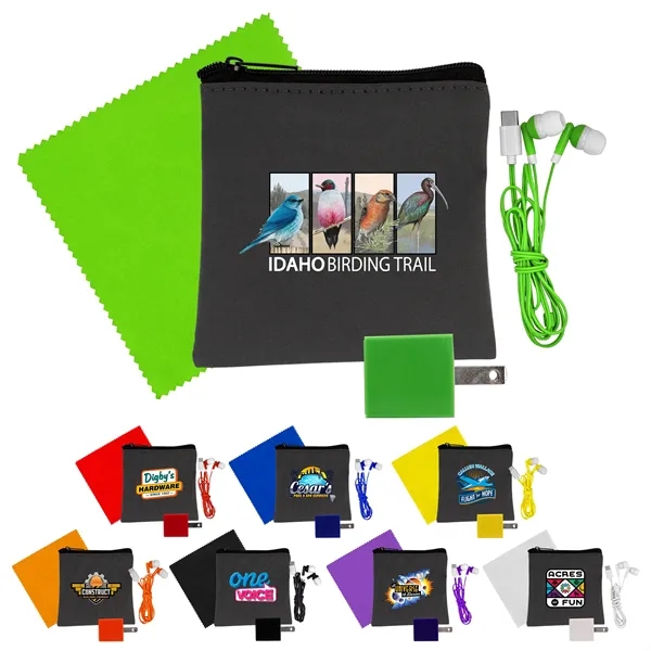 Exec Wall, Cloth & Type C Earbud Set... from ASI 30208 A P Specialties / AP Specialties