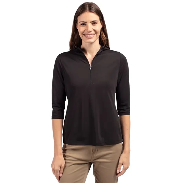 Ladies' sweatshirt with a half-zip, hood, UPF 25+ protection, moisture-wicking performance,... from ASI 47965 Cutter & Buck