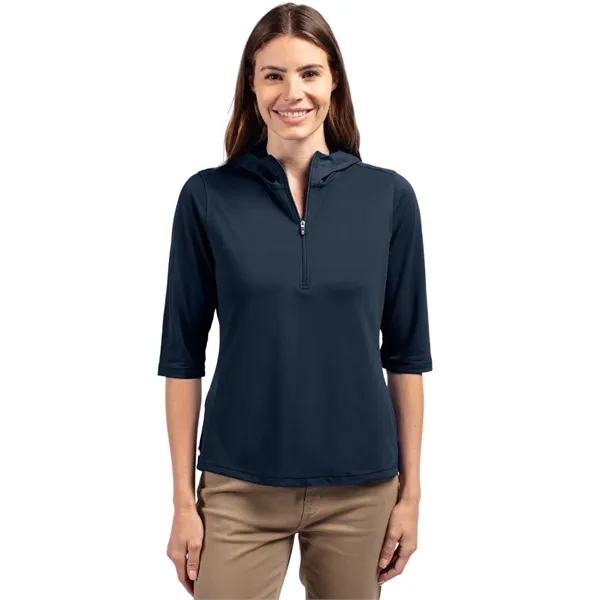 Ladies' sweatshirt with a half-zip, hood, UPF 25+ protection, moisture-wicking performance,... from ASI 47965 Cutter & Buck