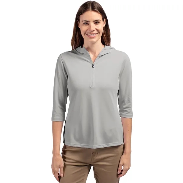 Ladies' sweatshirt with a half-zip, hood, UPF 25+ protection, moisture-wicking performance,... from ASI 47965 Cutter & Buck