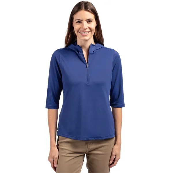 Ladies' sweatshirt with a half-zip, hood, UPF 25+ protection, moisture-wicking performance,... from ASI 47965 Cutter & Buck