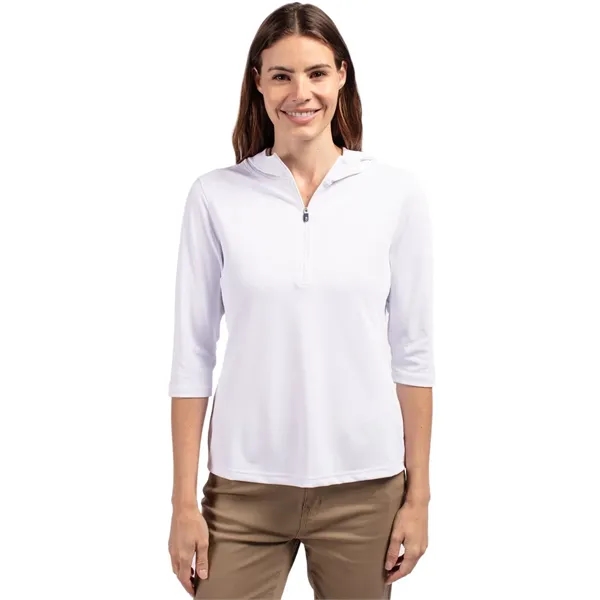 Ladies' sweatshirt with a half-zip, hood, UPF 25+ protection, moisture-wicking performance,... from ASI 47965 Cutter & Buck