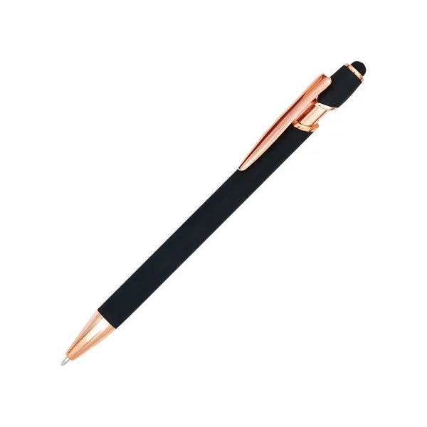 Plunger action, metal ballpoint pen, Soft Touch colored barrel, Rose Gold... from ASI 44368 ZZ DROPPED -Cedar Crest Manufacturing
