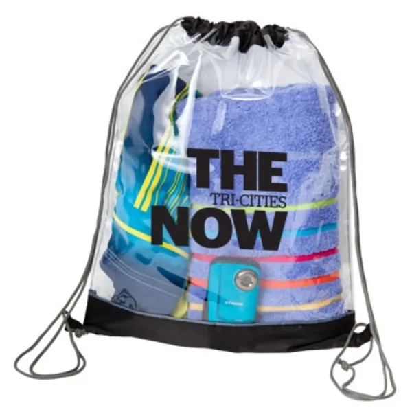 210D polyester and clear PVC drawstring bag with color accent. Durable... from ASI 84592 St Regis Group