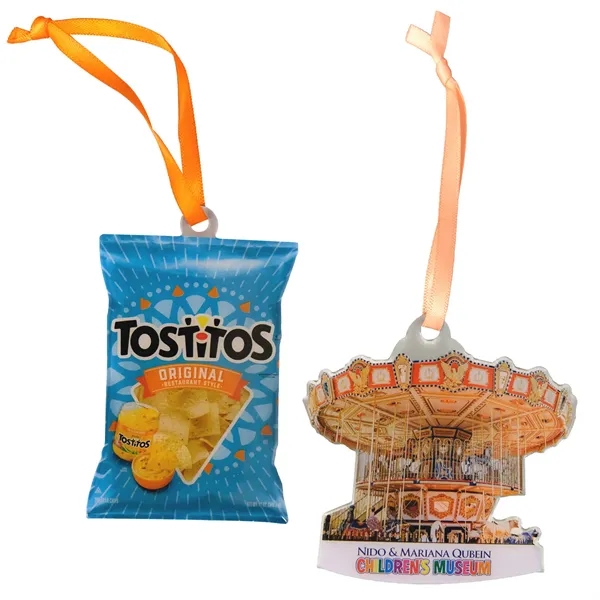 Custom profile stainless steel ornaments with a full color offset print... from ASI 61966 HPG / BCG Creations HPG Gold