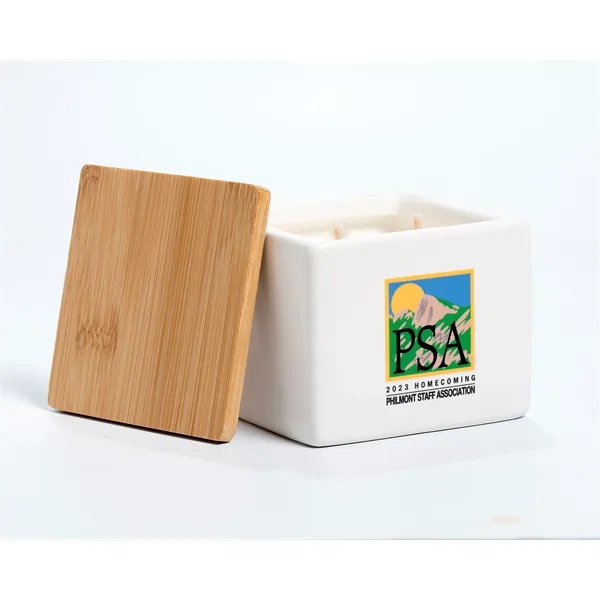 Luxury Natural 2 Wicks Soy Wax Candle with Bamboo Lid 8... from ASI 72657 Active Life Promo / Apres Ski Ingrain Promo