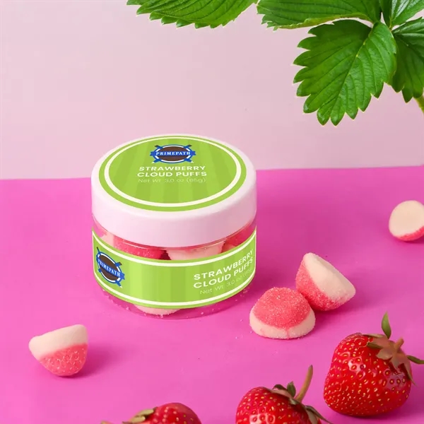 3 oz small jar of strawberry-flavored marshmallow gummy puffs.... from ASI 61966 HPG / SugarSpot