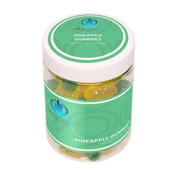 7 oz large jar of tropical pineapple-shaped and pineapple-flavored gummies.... from ASI 61966 HPG / SugarSpot