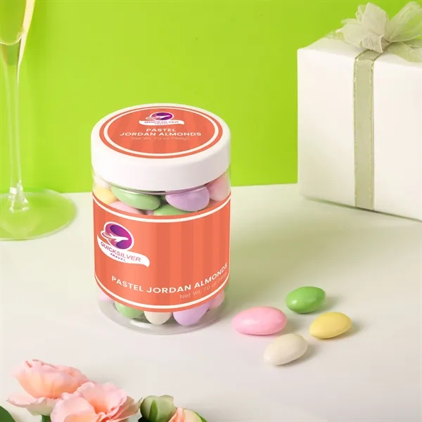 7 oz large jar of multi-colored pastel Jordan Almonds.... from ASI 61966 HPG / SugarSpot