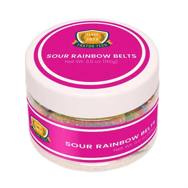 3 oz small jar of sour rainbow belt gummies.... from ASI 61966 HPG / SugarSpot
