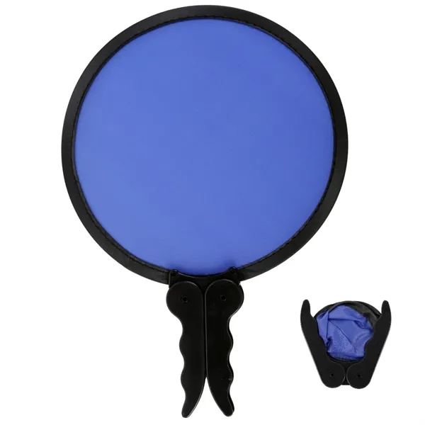 7" round foldable nylon fan with 2 blank handle.... from ASI 57956 Graphco line