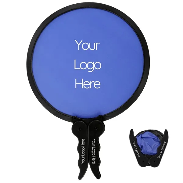 7" round foldable nylon fan with 2 blank handle.... from ASI 57956 Graphco line