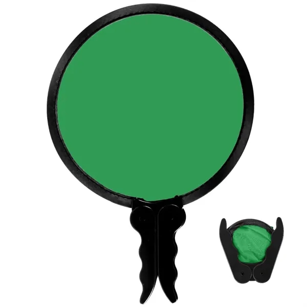 7" round foldable nylon fan with 2 blank handle.... from ASI 57956 Graphco line