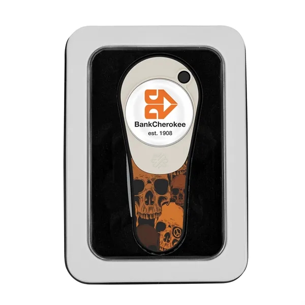 Divot tool and golf ball marker in window tin.... from ASI 52263 EMT