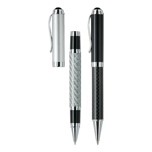 Cap-off roller-ball pen features a sleek carbon fiber barrel and chrome... from ASI 31517 Admart Products