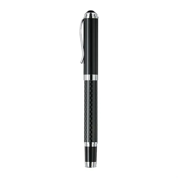 Cap-off roller-ball pen features a sleek carbon fiber barrel and chrome... from ASI 31517 Admart Products