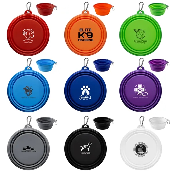 Large collapsible pet bowl made of silicone with silver carabiner.... from ASI 62190 Illini