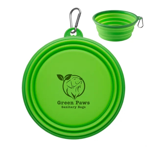 Large collapsible pet bowl made of silicone with silver carabiner.... from ASI 62190 Illini
