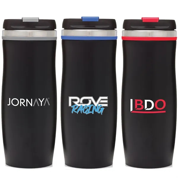 16 oz. stainless steel tumbler with matted textured finish, threaded snap-fit... from ASI 39820 Opusline (Benmex) / Opus Line