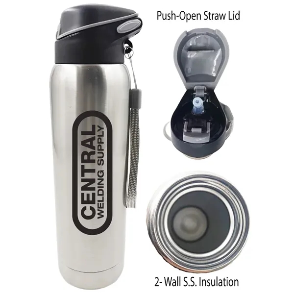 16 Oz. Double Wall Stainless Steel Vacuum Insulated Bottle w/ Straw... from ASI 36988 Artek USA Inc / ARTEK