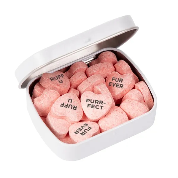 Domed tin - imprinted conversation hearts.... from ASI 44900 NC Custom (CI/Lanco)