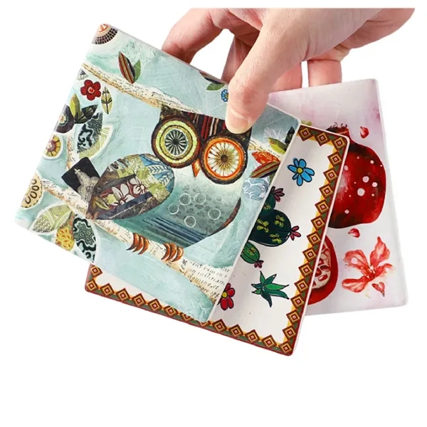 Natural ceramic coaster with cork base plus full color UV printing... from ASI 37218 Athena Promo (tm)