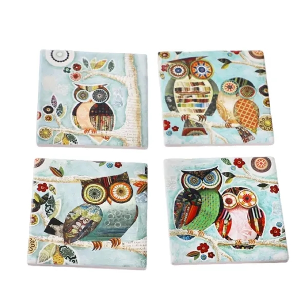 Natural ceramic coaster with cork base plus full color UV printing... from ASI 37218 Athena Promo (tm)