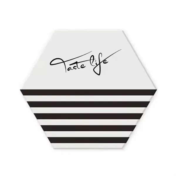 Hexagon ceramic coaster with cork base plus full color UV printing... from ASI 37218 Athena Promo (tm)