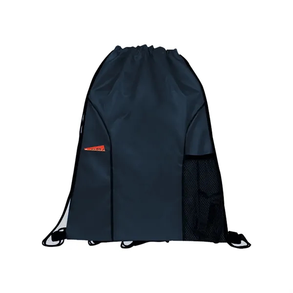 Dual Pocket Drawstring Backpack with color front pocket; side mesh pocket.... from ASI 74741 NVS Promo Designs, Inc.
