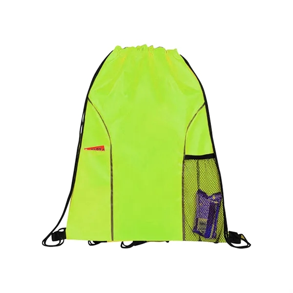 Dual Pocket Drawstring Backpack with color front pocket; side mesh pocket.... from ASI 74741 NVS Promo Designs, Inc.