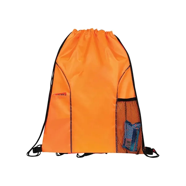Dual Pocket Drawstring Backpack with color front pocket; side mesh pocket.... from ASI 74741 NVS Promo Designs, Inc.