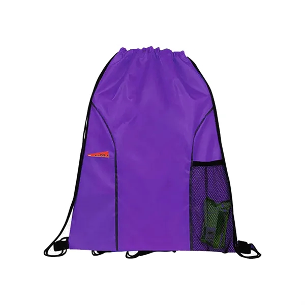 Dual Pocket Drawstring Backpack with color front pocket; side mesh pocket.... from ASI 74741 NVS Promo Designs, Inc.
