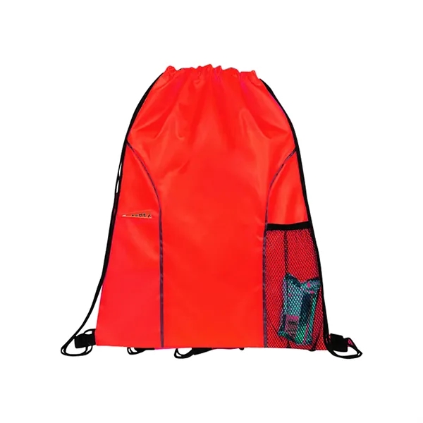 Dual Pocket Drawstring Backpack with color front pocket; side mesh pocket.... from ASI 74741 NVS Promo Designs, Inc.