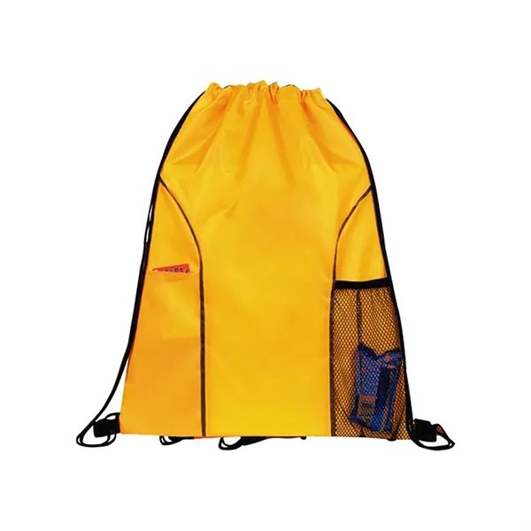 Dual Pocket Drawstring Backpack with color front pocket; side mesh pocket.... from ASI 74741 NVS Promo Designs, Inc.