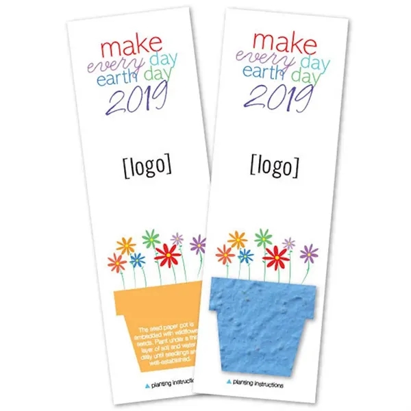 A colorful seed paper shape adorns a custom-printed bookmark for a... from ASI 40646 Bloomin Promotions / Bloomin' Promotions™