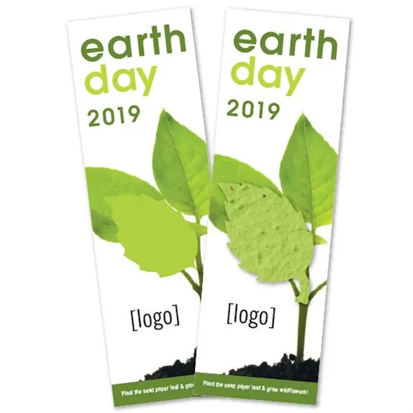 A colorful seed paper shape adorns a custom-printed bookmark for a... from ASI 40646 Bloomin Promotions / Bloomin' Promotions™