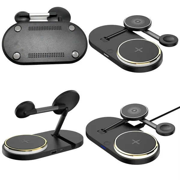 5-in-1 fast charging wireless charger plus 1C1P silkscreen or laser engraving... from ASI 37218 Athena Promo (tm)