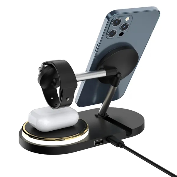 5-in-1 fast charging wireless charger plus 1C1P silkscreen or laser engraving... from ASI 37218 Athena Promo (tm)