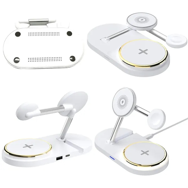 5-in-1 fast charging wireless charger plus 1C1P silkscreen or laser engraving... from ASI 37218 Athena Promo (tm)