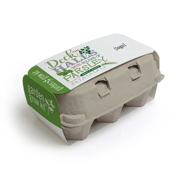 Egg carton with seed packets and soil wafers for growing.... from ASI 40646 Bloomin Promotions / Bloomin' Promotions™