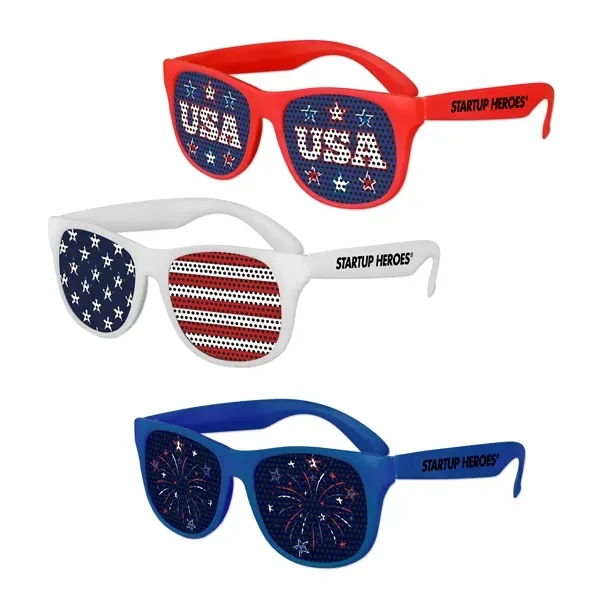 Plastic patriotic pinhole sunglasses with UV400 lenses.... from ASI 98360 WOWLine / WOWLine®