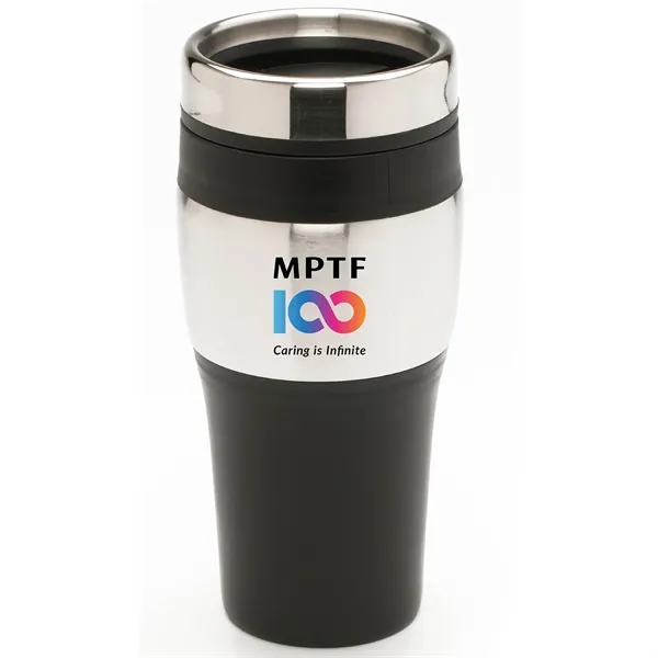 16 ounce stainless steel travel tumbler with screw-on lid and thumb... from ASI 39820 Opusline (Benmex) / Opus Line