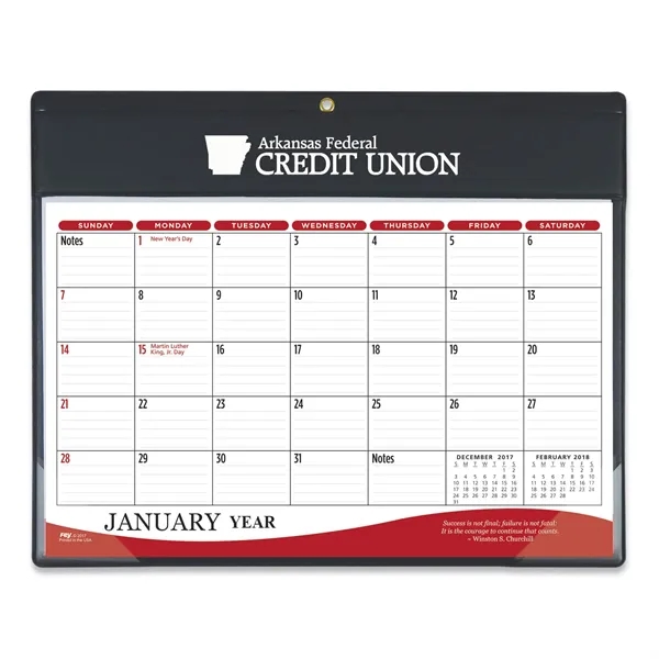 9"H x 11.25"W 12-month vinyl two-color daily planner with frosted corners... from ASI 54040 Fey Promo / Fey Calendar Impressions