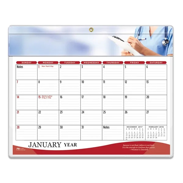 9"H x 11.25"W 12-month vinyl two-color daily planner with frosted corners... from ASI 54040 Fey Promo / Fey Calendar Impressions