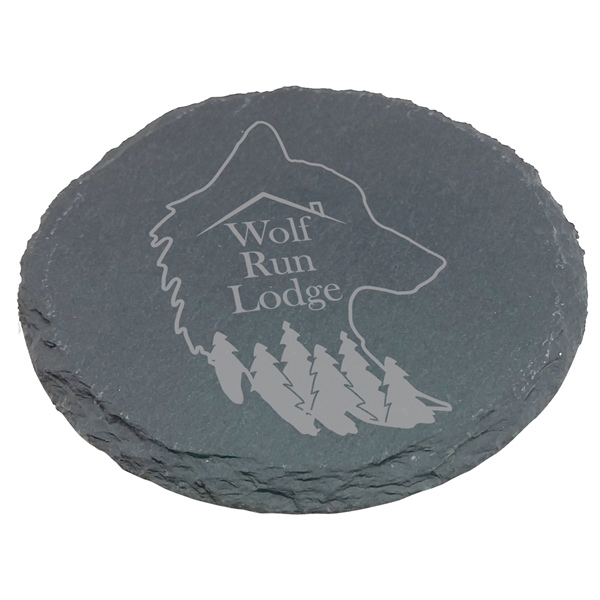 Set of 2 slate coasters with etched graphics.... from ASI 72521 Morris Magnets / Laser Cuts