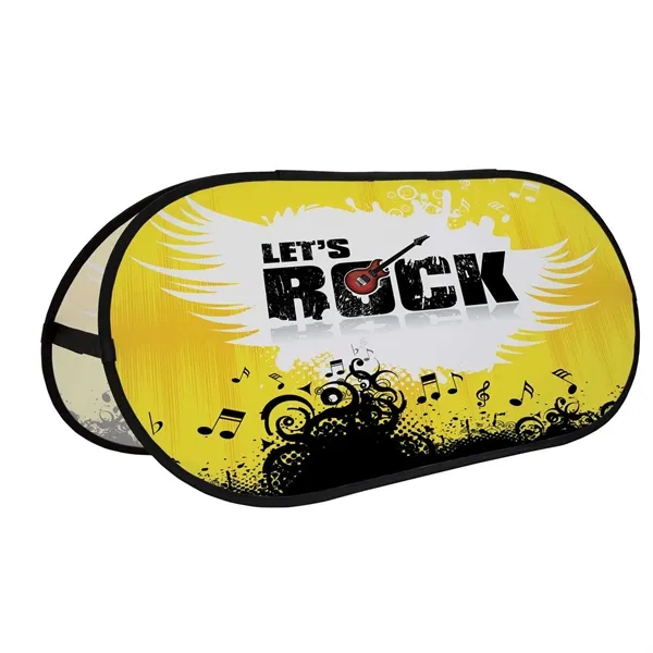 80.75" x 33" x 23" steel and polyester oval twist-up display... from ASI 87188 Showdown Displays