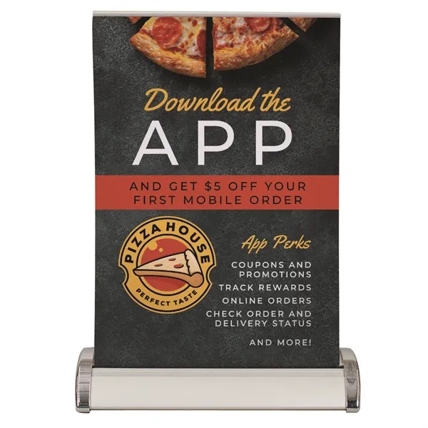 Mini retractor kit with tear-resistant polypropylene, aluminum base and two-piece pole.... from ASI 87188 Showdown Displays