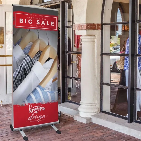 Outdoor Trek Lite Retractor kit with two banners, shock cord pole,... from ASI 87188 Showdown Displays