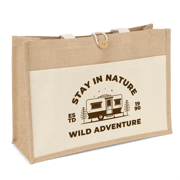 Cotton/Jute Tote with 10 oz. cotton front pocket and 1 1/4"... from ASI 37940 Bag Makers Inc