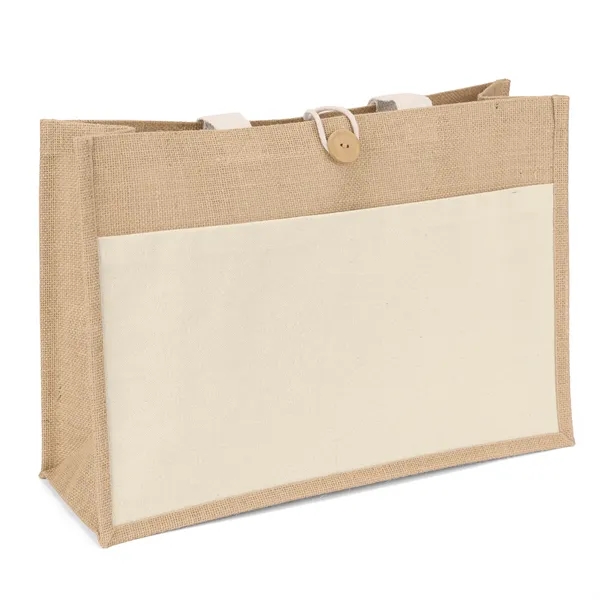 Cotton/Jute Tote with 10 oz. cotton front pocket and 1 1/4"... from ASI 37940 Bag Makers Inc